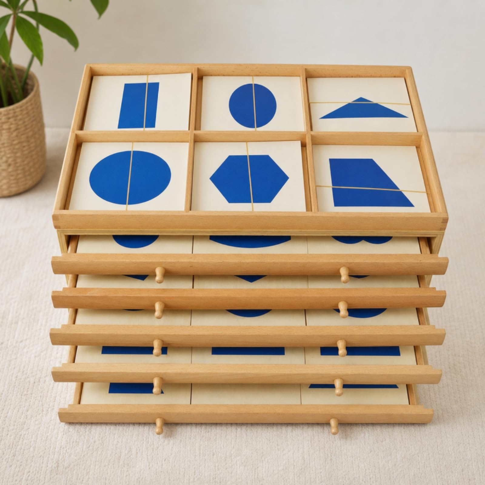 Qianly Cassettiera Geometrica Didattico Cassettiera per Bambini Educativo Ordinato Giocattolo per Scuola Dell'infanzia, Casa