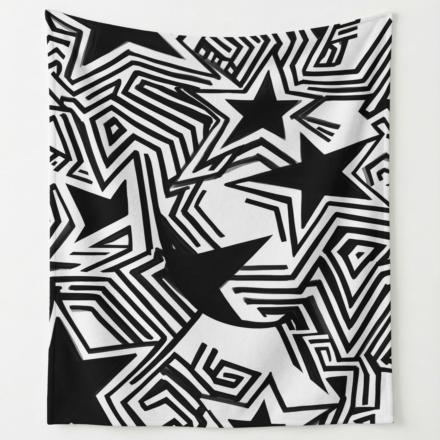 Couverture peluche flanelle haut de gamme au design avant-garde et lignes étoiles 180x200cm