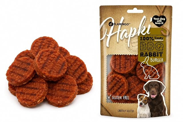 Snacks para Perros - Hapki Mini Burger de Conejo - Sin Gluten - 85 g - Flamingo