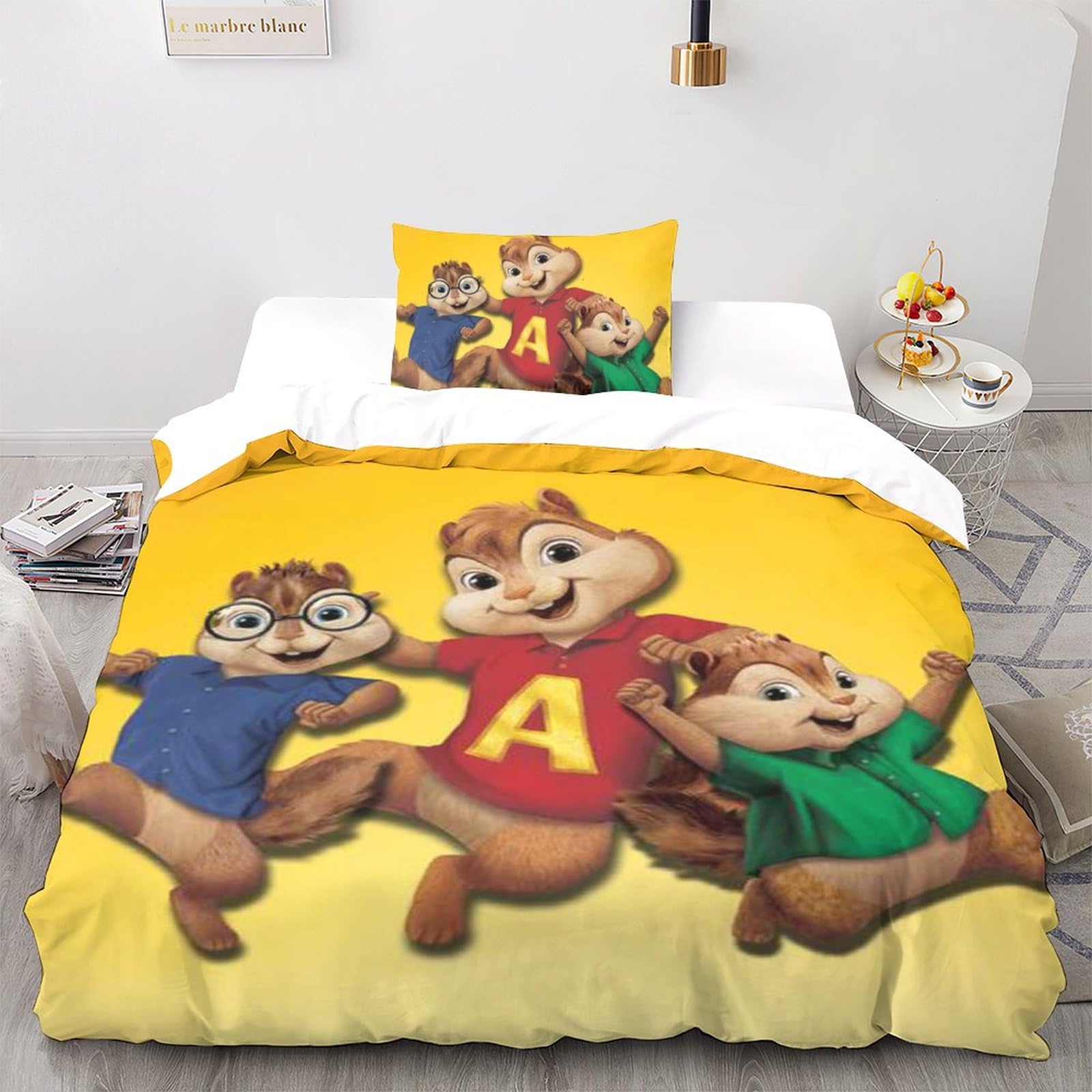 cubetti di gelatina 3 Pezzi Copripiumino Set Copripiumino 3D Stampa Digitale blu navy Set Di Biancheria Da Letto Microfibra Morbido E Federe Con Cerniera Per Bambini Single(135x200cm
