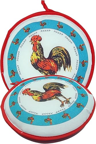 Miniatura 2 de Calentador de tortilla de gallo azul de 10 pulgadas. Mantiene las tortillas frescas y calientes durante más de 1 hora. Las tortillas se mantienen