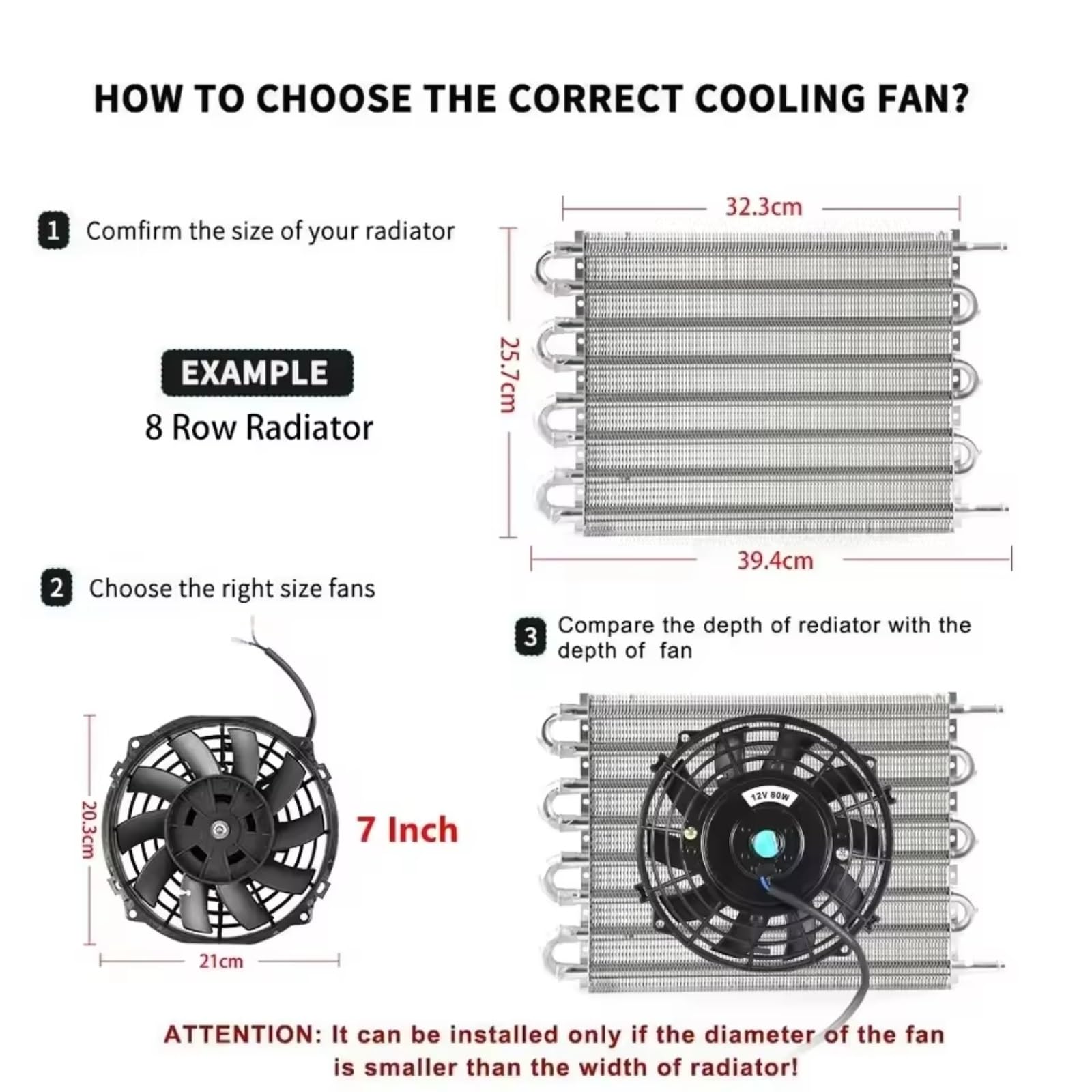 Ventilador Motor 7/9/10/12/14/16 Pulgadas Universal 12V 80W Ventiladores De Refrigeración De Radiador Electrónico Hoja De Empuje Kit De Montaje Frío Eléctrico(16inch-10 blades)
