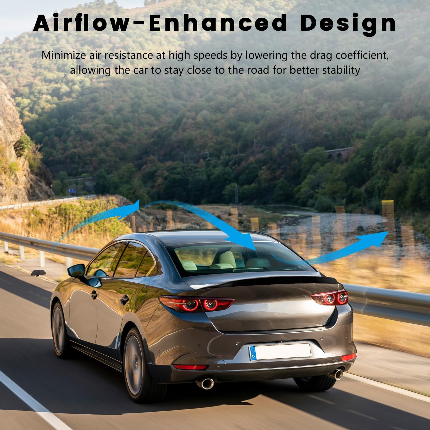 Trunk Lip Spoiler for Mazda 3 2019-2023 Sedan Rear V-Style Spoiler Wing Without Drilling ABS Compatible with Maz-da 3 (Glossy Black)