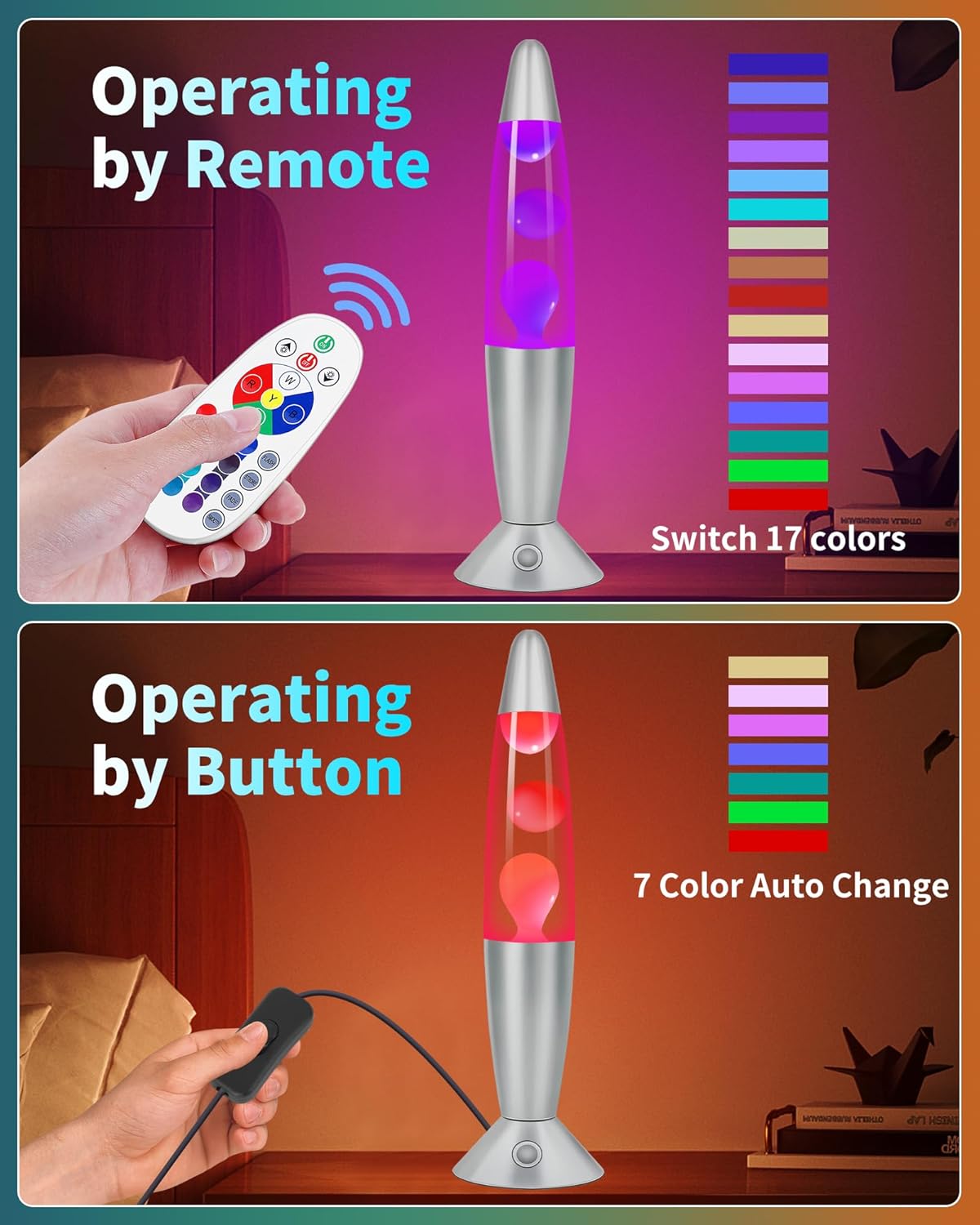 16 Inch Large LED Liquid Motion Lamps with Remote Control, 17 Color Changing Lamp LED Night Light Table Mood Lamp for Living Room Bedroom Office, Christmas Holiday Birthday Gifts for Adults Boys Girls