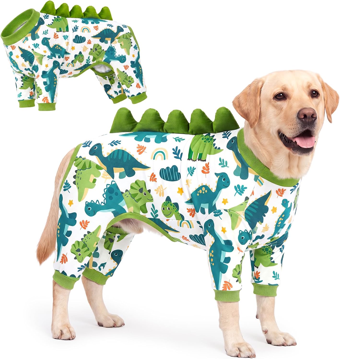 XPUDAC Dinosaur Dog Pajamas for Medium Large Breeds, Dog Recovery Suit,5XL | Stretchy, Comfy, Gentle on Skin, Sleepwear, Post Surgery, Skin Disease, Anti-Shedding, for All Season,for Walk/Party/Festival