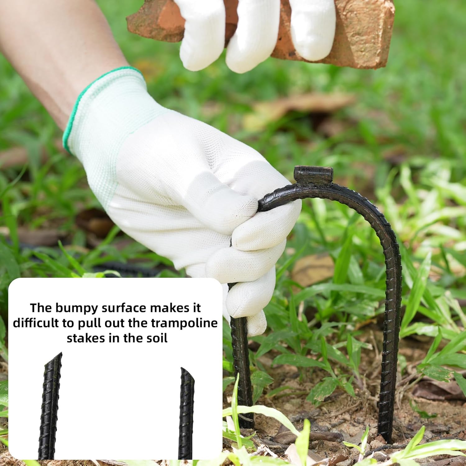 10"x3" U-Shaped Rebar Stakes - Heavy Duty Safety Ground Anchor for Trampoline, Wind Stake, Garden Fence, Landscape Edge, Outdoor Use