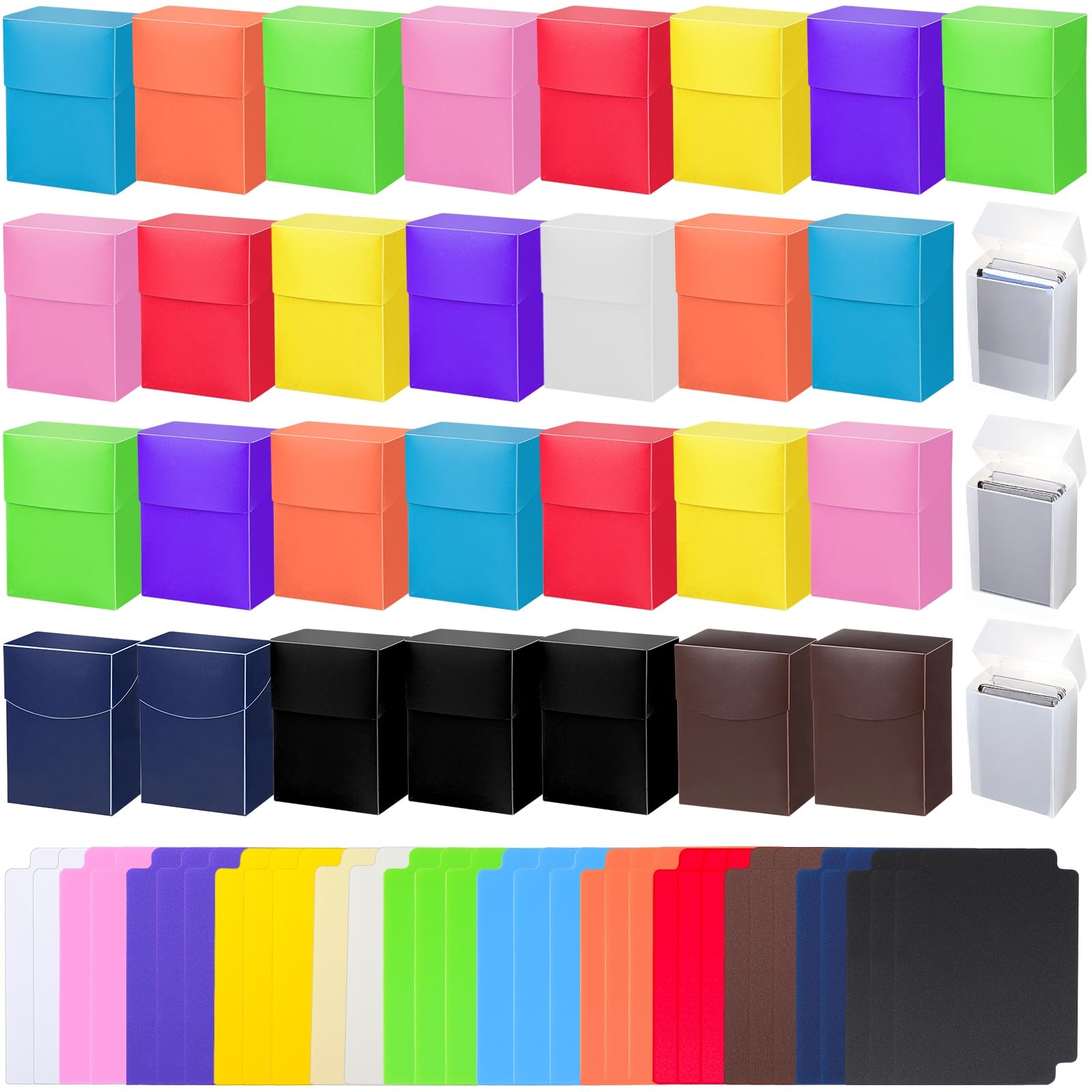 Frienda 32 Pack Deck Cards Boxes, Large Capacity with 64 Dividers, Fits 80+ Trading Card Storage Organizer Cases for Sports and Games