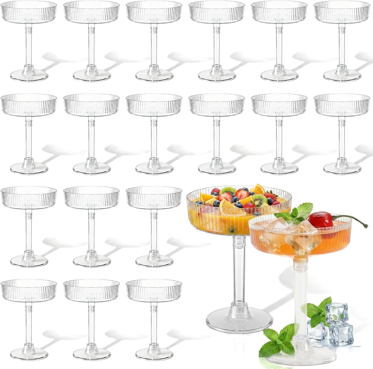 20 Pcs 7 oz Martini Glasses, Martini Cocktail Glasses for Margarita, Manhattan, Home Bar Cosmopolitan, Espresso, Evening Parties for Wedding Birthday Party Supplies