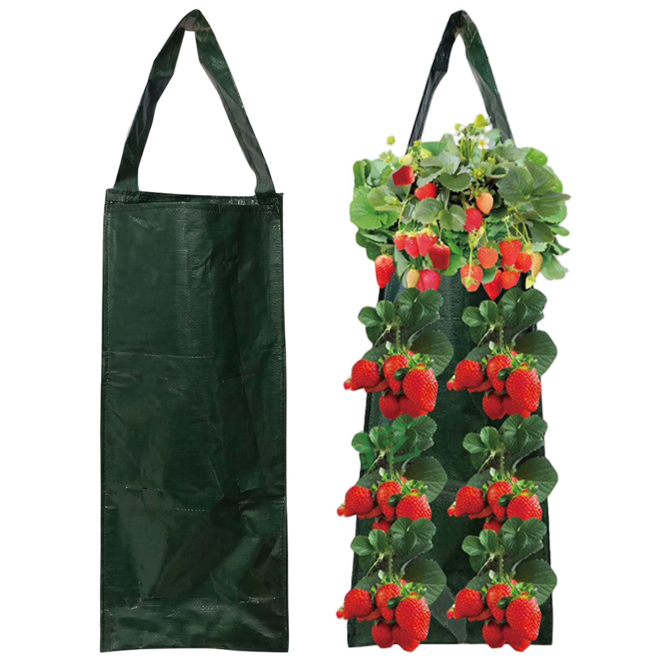 Maceteros colgantes de fresa tipo bolsa de cultivo vertical verde oscuro pack de 2