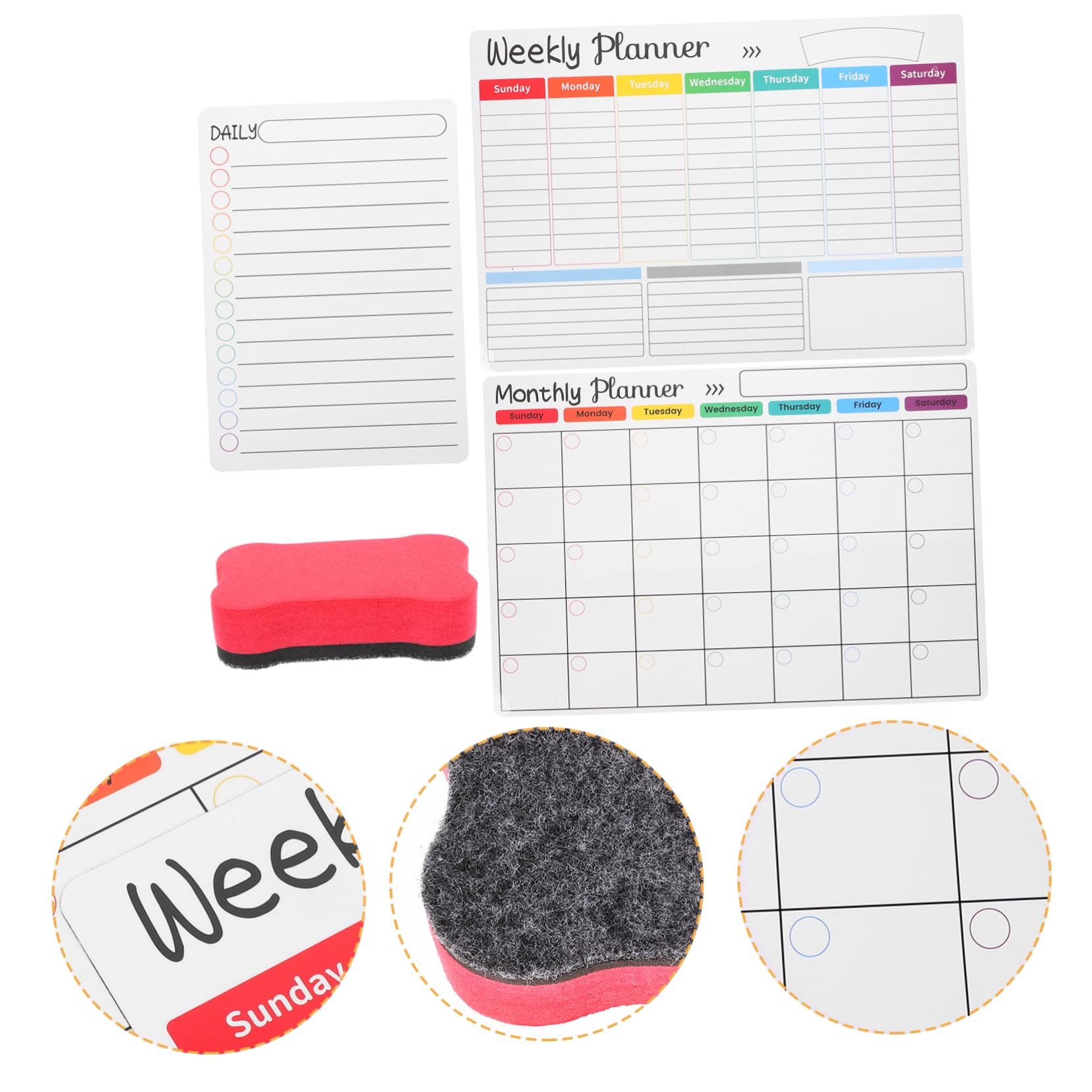 2sets Lavagna Magnetica Cancellabile Per Frigorifero Planner Settimanale e Mensile Organizzatore Di Appunti Lavagna Da Scrivania Facile Da Pulire e Riutilizzabile Con Accessori