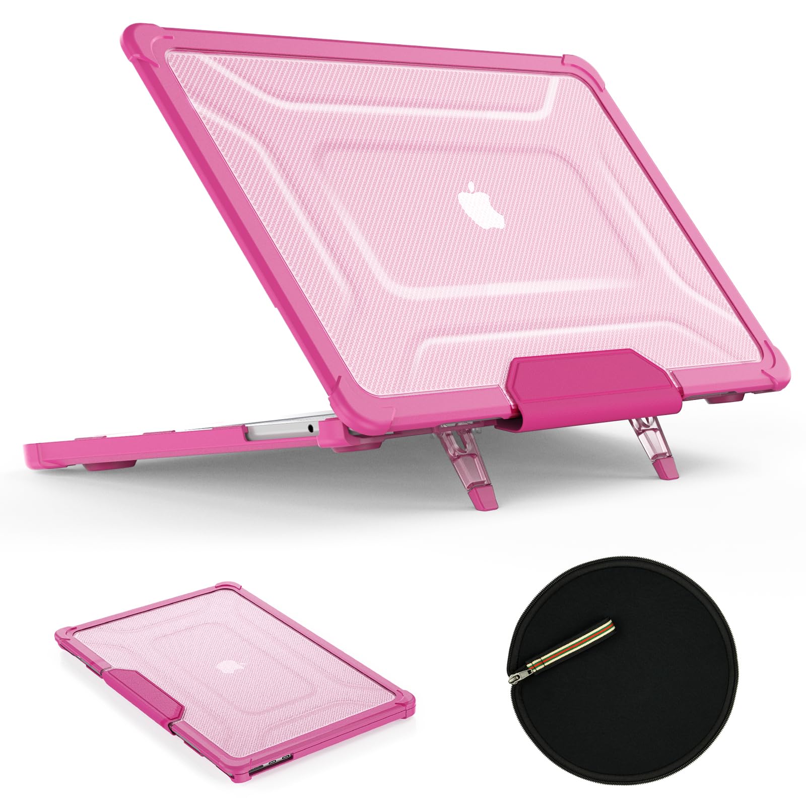 SEYMAC stock Case for MacBook Air 13.6 inch, Shock-Absorbing Protection with Folding Stand &Mouse Pad Case for MacBook Air 13.6 inch, Pink