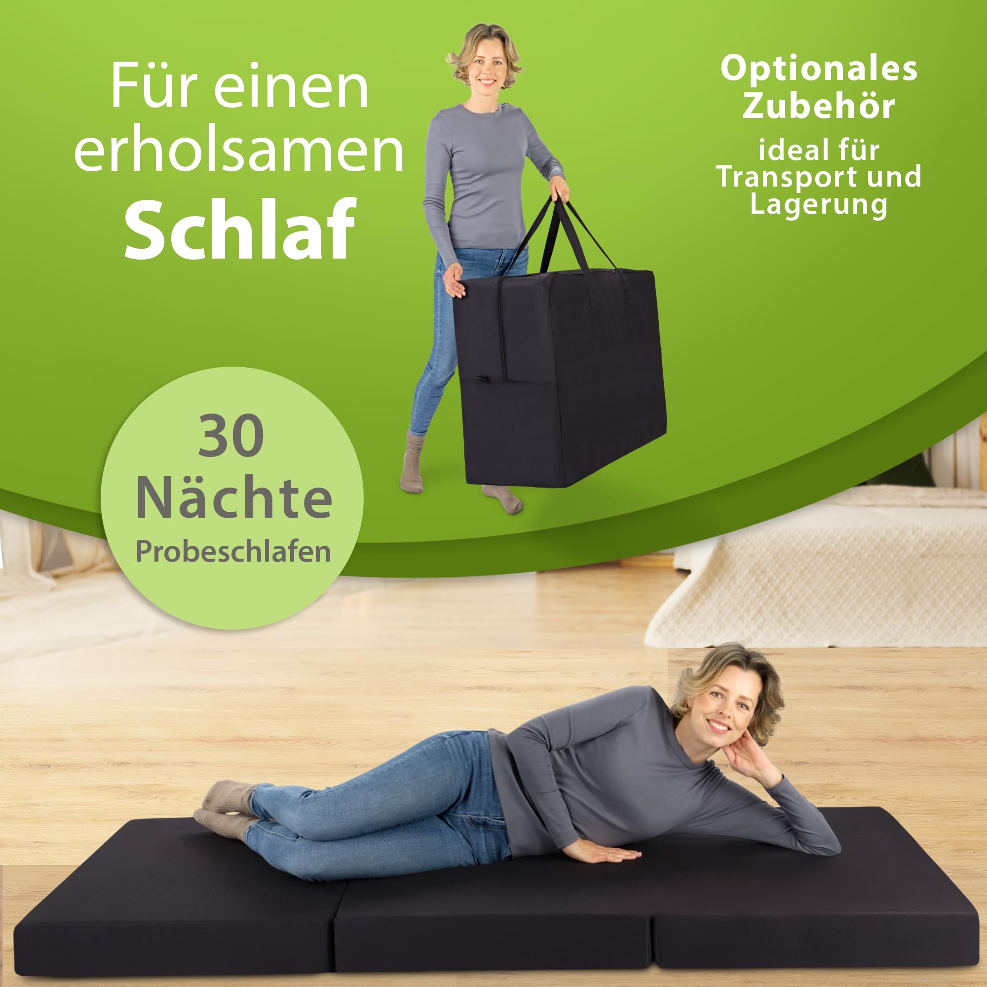 SHOGAZI Faltmatratze Klappmatratze 90 x 200 x 12 cm – Gästematratze klappbar Made in Germany, VERGLEICHSSIEGER aus orthopädischem Kaltschaum, Anthrazit