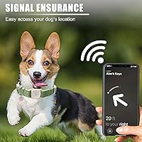 Vista 155 de DOGWONG Collar de perro Airtag de algodón y cáñamo, collar resistente para perros con soporte para Airtag, collares verdes para perros pequeños