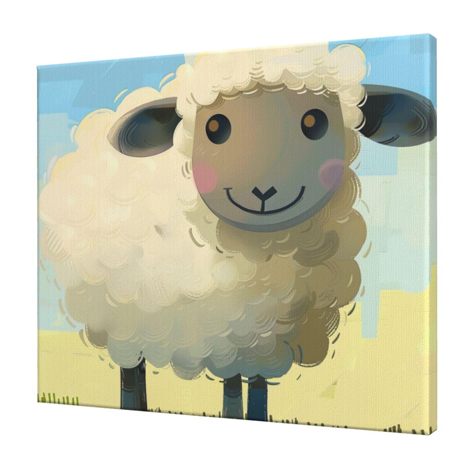 YKLJG Sheep 1 Printed Wall Art Canvas Prints 60x50 CM Wooden Framed Picture Painting Artwork for Bedroom Kitchen Home Office Decor