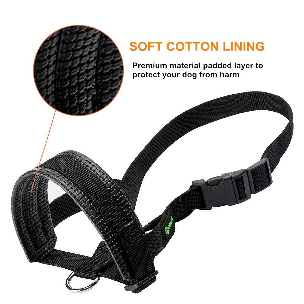 ILEPARK Muselière en Nylon Réglable pour Chiens, Museliere Anti Aboiement Anti-Morsure (XL,Noir)