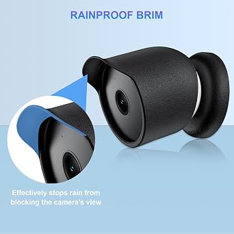 Qoosea for Google Nest Cam Case Cover Outdoor or Indoor Battery Waterproof & Dustproof Silicone Protective Camouflage Camera Skin for Google Nest Cam (Black)