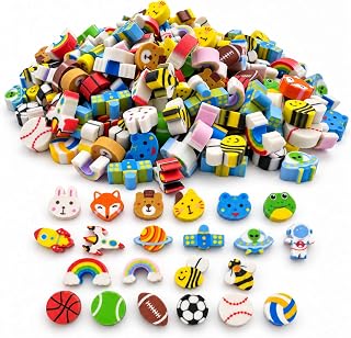 600 Pcs Mini Erasers for Kids Bulk, Assorted Mini Novelty Pencil Eraser Fun Cute Animal Sports Rainbow Space Bee Erasers for Student School Classroom Prizes Homework Rewards Gifts Party Favors
