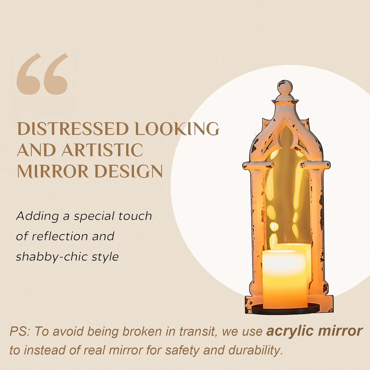 Candle Sconces Black Wall Decor - Gothic Mirror Wall Candle Holder for Halloween Art Decorations - Wood Farmhouse Candles Sconce Set of 2 for Home