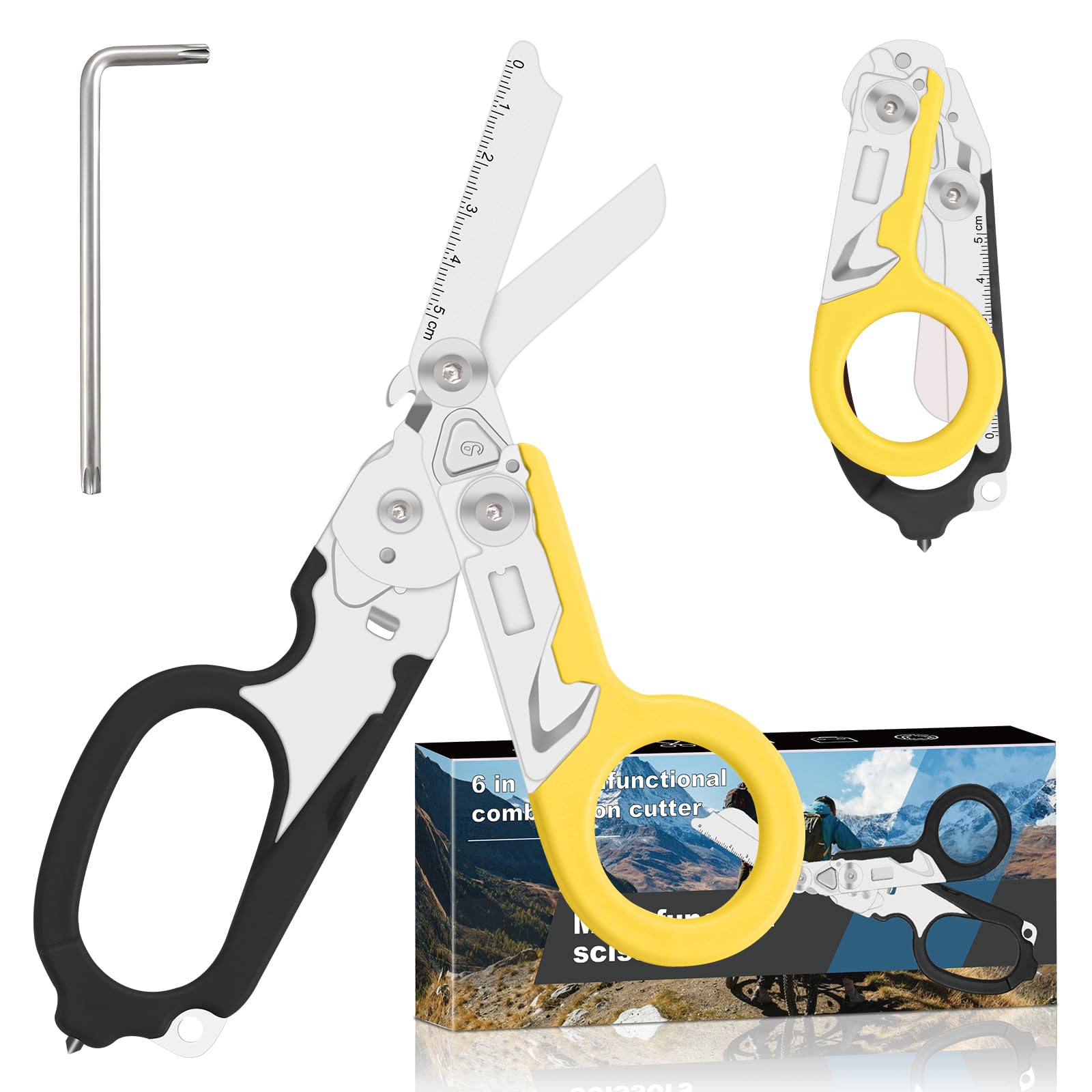 6-in-1 Heavy-Duty Emergency trauma shears (Black Yellow)