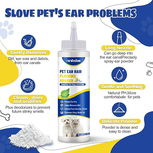 Miniatura 3 de Tratamiento de infección de oído de perro, solución de limpieza de oídos para perros con polvo de oído, lavado de oídos para mascotas, elimina