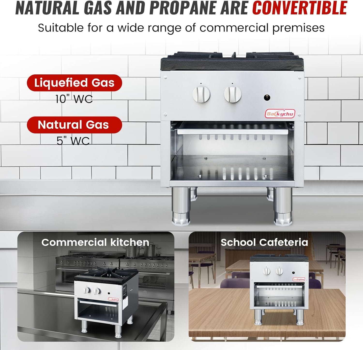 Commercial Gas Stove with Cabinet, 80,000 BTU Single Burner Stove Range, 18" Countertop Cooking Stockpot Range for Restaurant, kitchens & school, Stainless Steel Gas Hot Plate