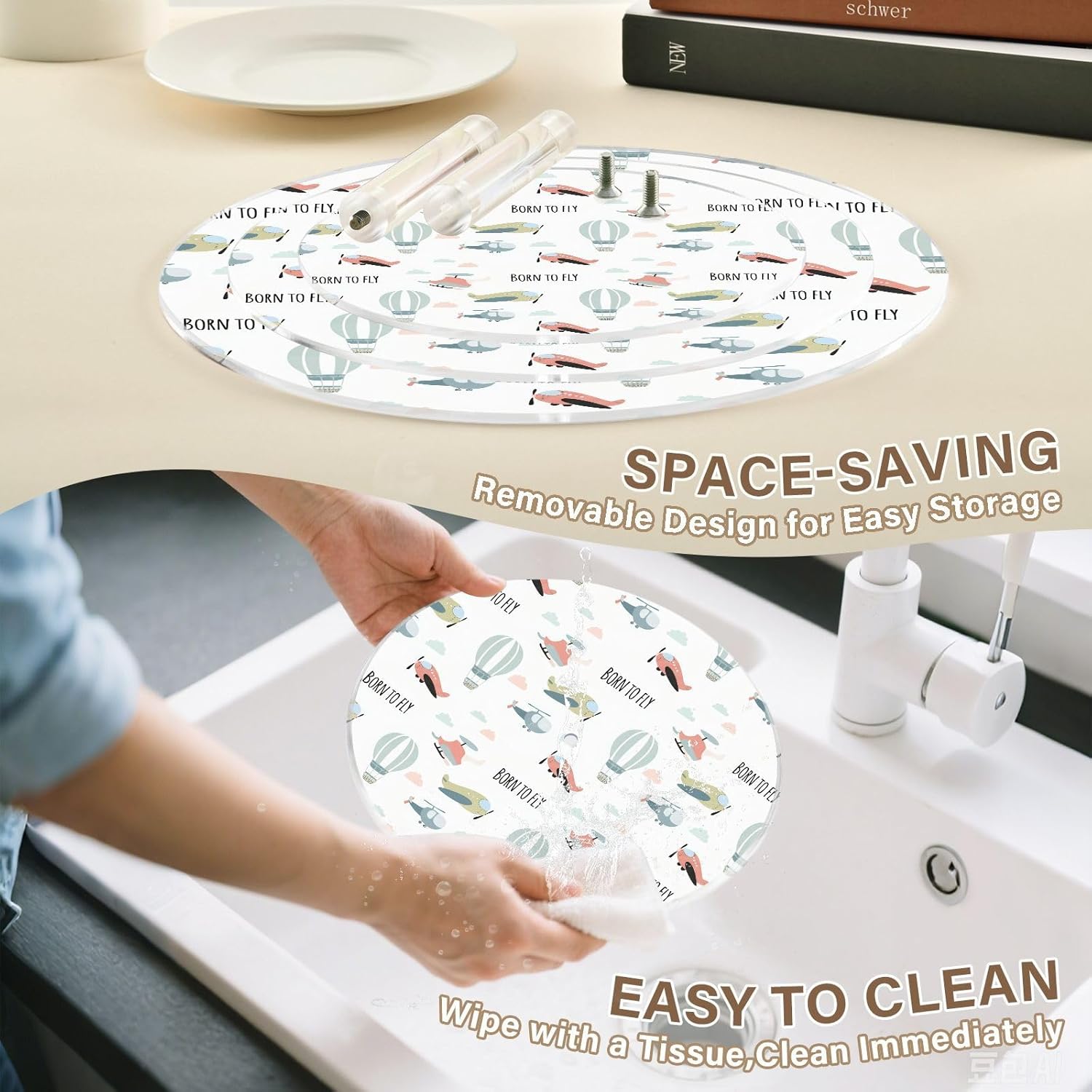 Plane Hot Air Balloon 3 Tier Acrylic Cupcake Stand, Cupcake Stand for 34 Cupcakes for Weddings,Christmas,Holidays,Parties,Birthday,Printed Cupcake Tower 23300371