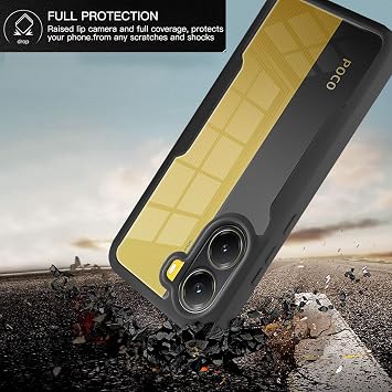 ILING Trasparente Case for Xiaomi POCO F7 5G, 360° Full Body Protection Shockproof Cover with Built-in Screen Protector, Ultra Thin Hard PC Silicone TPU Bumper Case (Black)