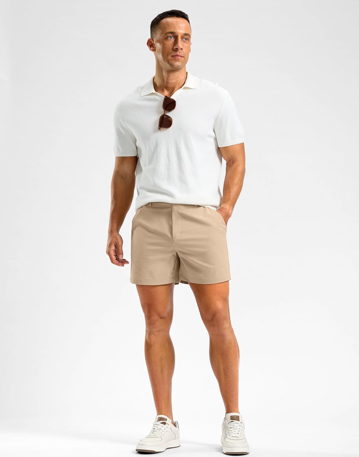 Soothfeel Men's Casual Shorts 5/7 Inch Golf Dress Shorts for Men Flat Front Work Lightweight Quick Dry with 4 Pockets - Image 3