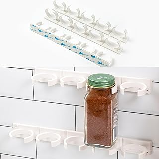 Spice Clip Grippers For Cabinet Doors - Organizer for Spices - Spice Rack Holds15 Spice Jars - Extemely Strong 3M Adhesive Gripper In White For Pantry 15 Ct