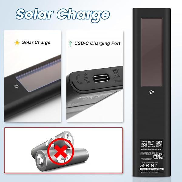 Telecommande de Remplacement pour Samsung, BN59-01385A Telecommande vocale de Remplacement Solaire, Rechargeable par USB-C Télécommande vocale pour Samsung 2019-2024 Neo QLED 4K HD Smart TV - 5