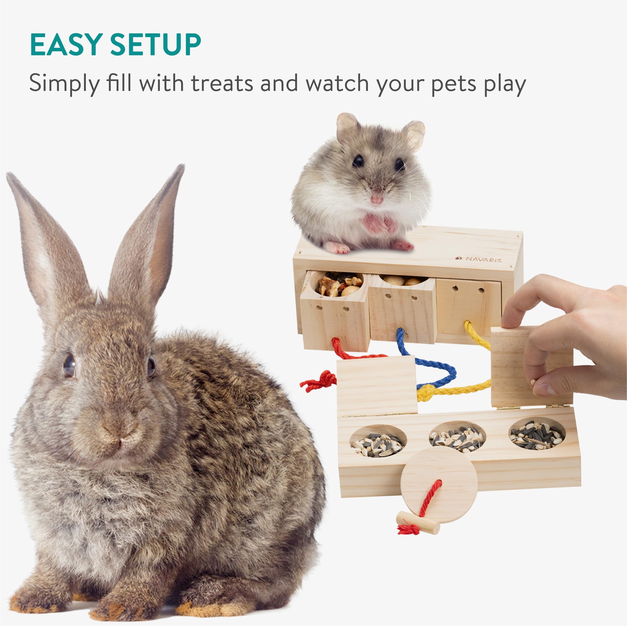 FIDWALL Set 15 Pezzi Giochi Per Criceti E Conigli – Accessori In Legno Naturale E Fieno Per Conigli Nani, Porcellini D'India, Chinchilla – Giochi Criceto, Masticazione, Dentizione, Antistress