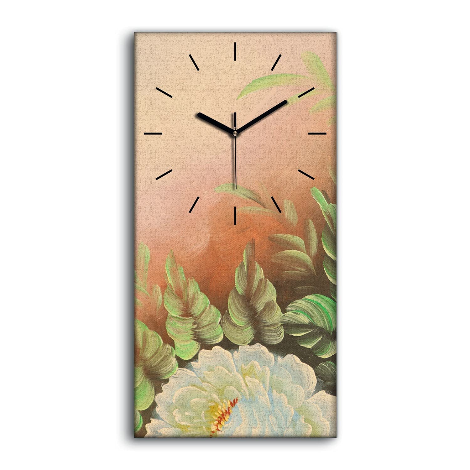 Horloge sur Toile Chrysanthème Fleurs Coloray 30x60cm Silencieuse pour Salon