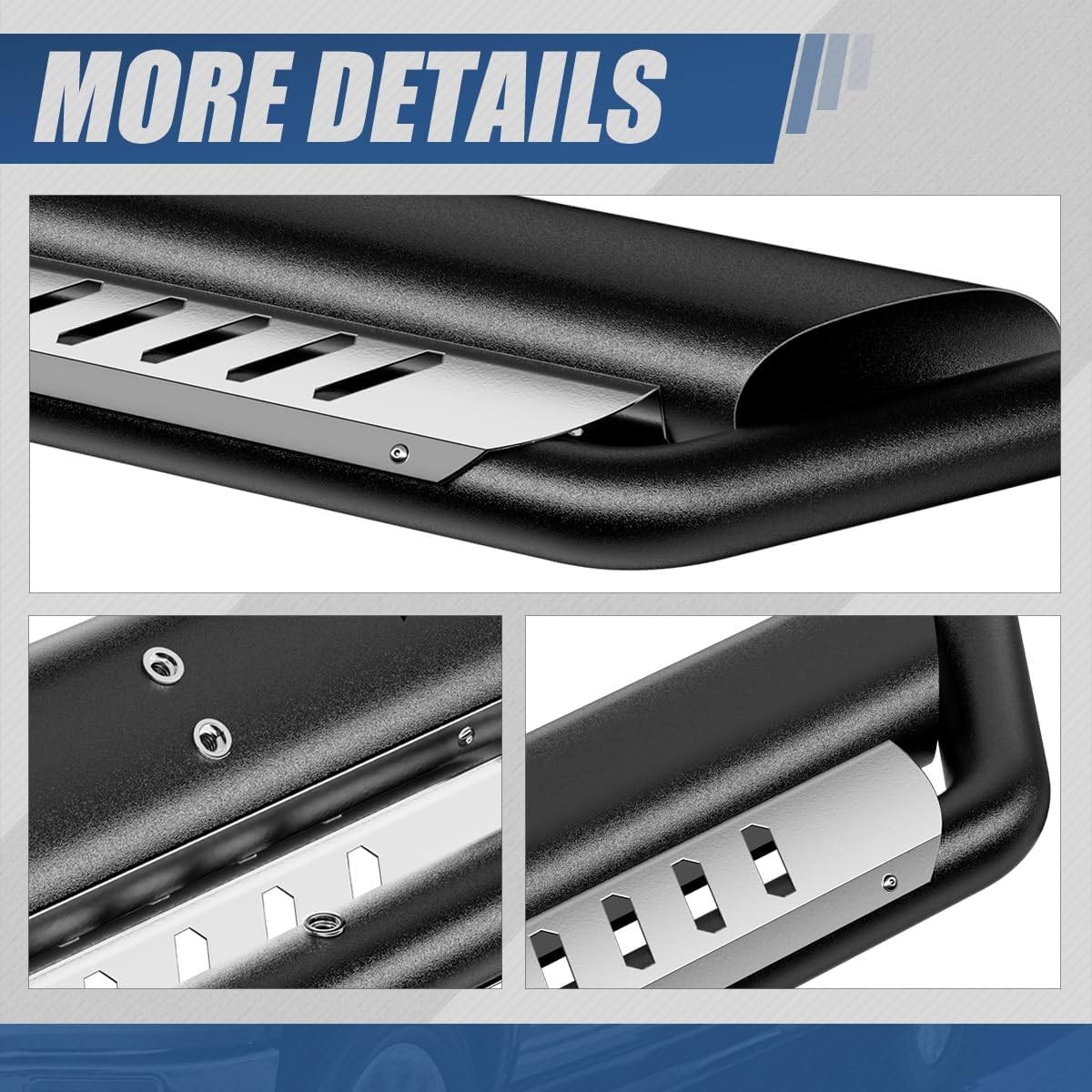 Auto Dynasty Running Boards with Silver Painted Step Plates Compatible with 2018-2024 Jeep Wrangler JL Unlimited 4-Door, Side Step Nerf Bar, Stainless Steel, Textured Matte Black 18 19 20 21 22 23 24