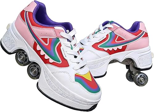 Miniatura 25 de 2-in-1 Roller Skates & Sneakers with Retractable Wheels - Convertible Lightweight Outdoor Fitness Shoes for Women, Men & Children - Unisex Kick