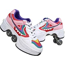 Retractable 2-in-1 Roller Skates with 4 Wheels | Pop-Out Deformation Sneakers for Indoor & Outdoor Sports | Unisex Design Fitting for Boys, Girls, Kids And Youth