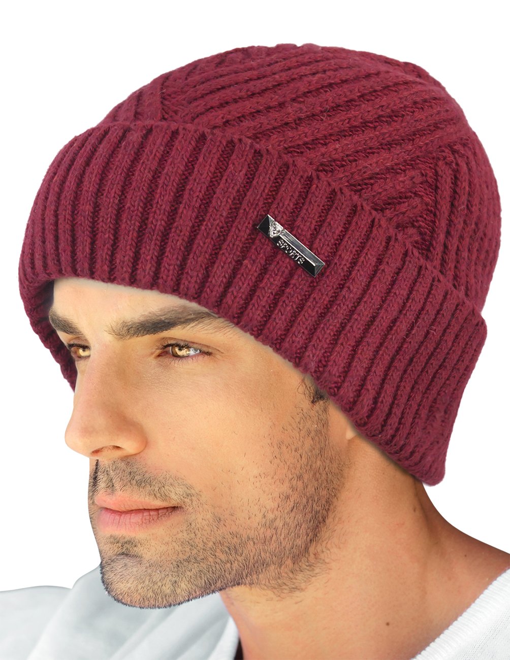 Dahlia Skullies & Beanies - Gorro de lana para hombre, gorro de invierno de punto, forro polar,