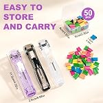 3Pcs Agrafeuse à pince portable, y compris 50 Clips colorés réutilisables, Mini Push Stapler Stampers, Push Clips réutilisables pour le papier, distributeur de clips à clam pour le bureau de l'école de documentation