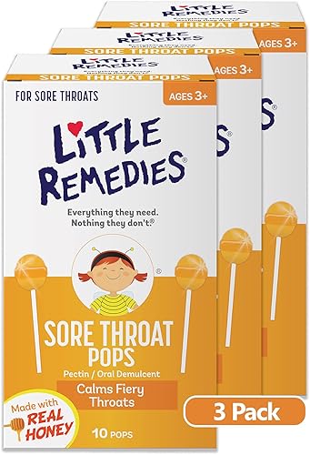 Little Remedies Pops para el dolor de garganta, hecho con miel real, 10 unidades, paquete de 3 disponible en Yaxa Colombia