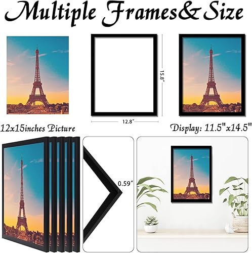Vista 50 de Juego de 5 portarretratos de 10 x 14 pulgadas, marcos de fotos blancos de alta transparencia para galería de pared horizontal de escritorio vertical
