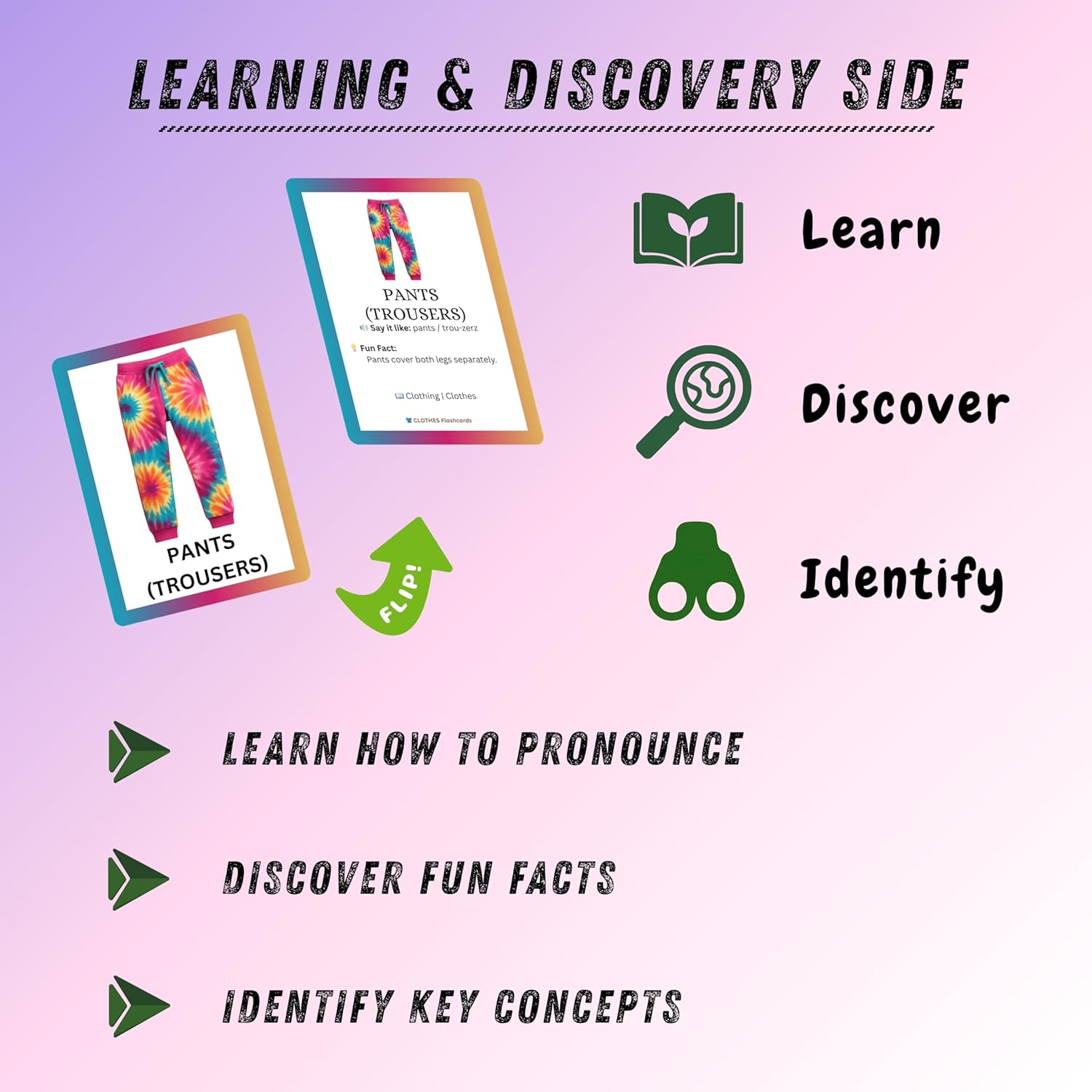 Clothes Flashcards – Art Board Learning Cards for Toddlers, Preschool & Kindergarten, Double-Sided Set