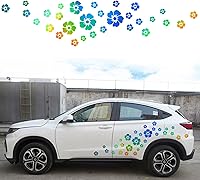 Vista 7 de 1 juego de calcomanías para carrocería de automóvil, diseño de flores coloridas, autoadhesivas, para el lado del automóvil, calcomanía para capó