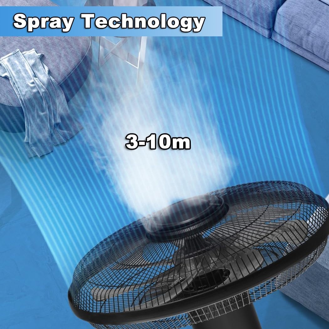 Misting Fan With 5/7 Blades｜Portable Standing Mister Fan｜Pedestal Fan Multiple Power Options｜3-Speed Floor Fan｜Oscillating Pedestal Fan｜for Bedroom, Living Room, Office And Dorm Room(7 fan blades)