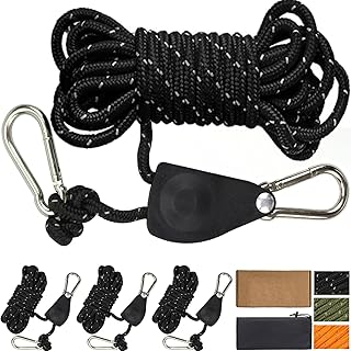 2 Stück 13ft/4M Reflektierend Abspannseile Seil mit Seilspanner, Φ 4mm Nylonschnur Zeltschnur Spannschnur Camping Seil mit Seilratsche für Zelt Sonnensegel Zeltplane Camping