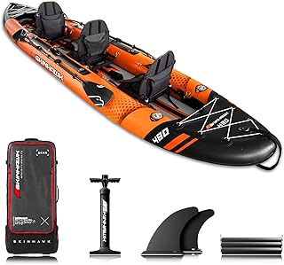SKINHAWK Exclusiv Orange Kajak Set 480 – Schlauchboot – Kanu - 480 x 96 cm - 3 Personen Kajak