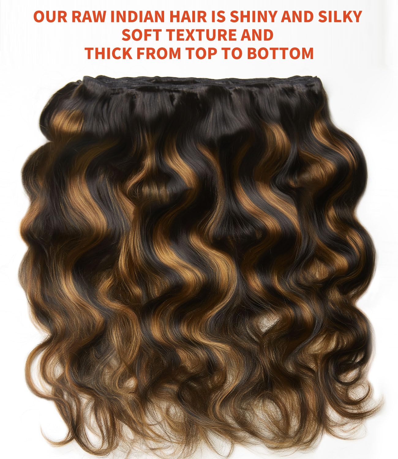 MLIP Body Wave Bundles Human Hair, 100% Raw Indian Hair, Full & Thick, No Tangle No Shedding, Silky Soft After Multiple Washes, Lasts 3X Longer, 1B/30 Highlight, Single Bundle 22 Inch
