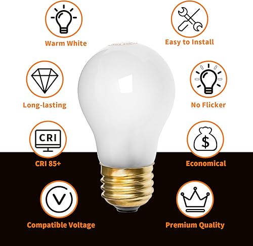 Miniatura 3 de Bombilla 8009 para horno refrigerador, bombillas de repuesto de 130 V y 40 W para Whirlpool GE Kenmore Frigidaire Amana KitchenAid para refrigerador