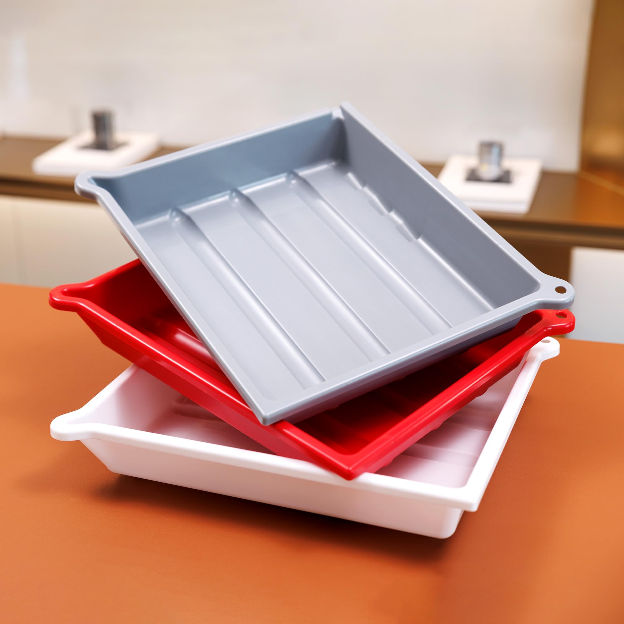 JJC Darkroom Plateau de développement de film pour impression photo avec clip en silicone, port de drainage et fente pour thermomètre, 33,4 x 38,4 cm, blanc