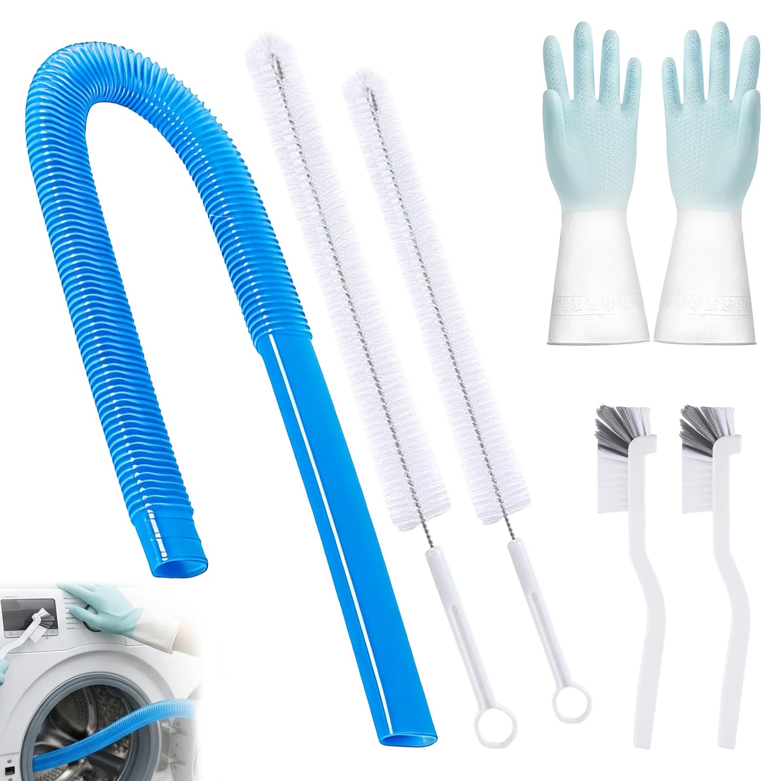 Benaewa Blue 6 Pcs Dryer Vent Cleaner Kit, Universal Tumble Dryer Cleaning Hose And Cleaner Brush For Removes Lint, Hair