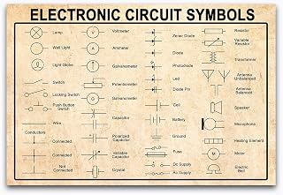 Electrician Knowledge Metal Tin Signs Electronic Circuit Symbols Chart Posters Electrical Guide Plaques Office Study Home Wall Decor 8"x12"