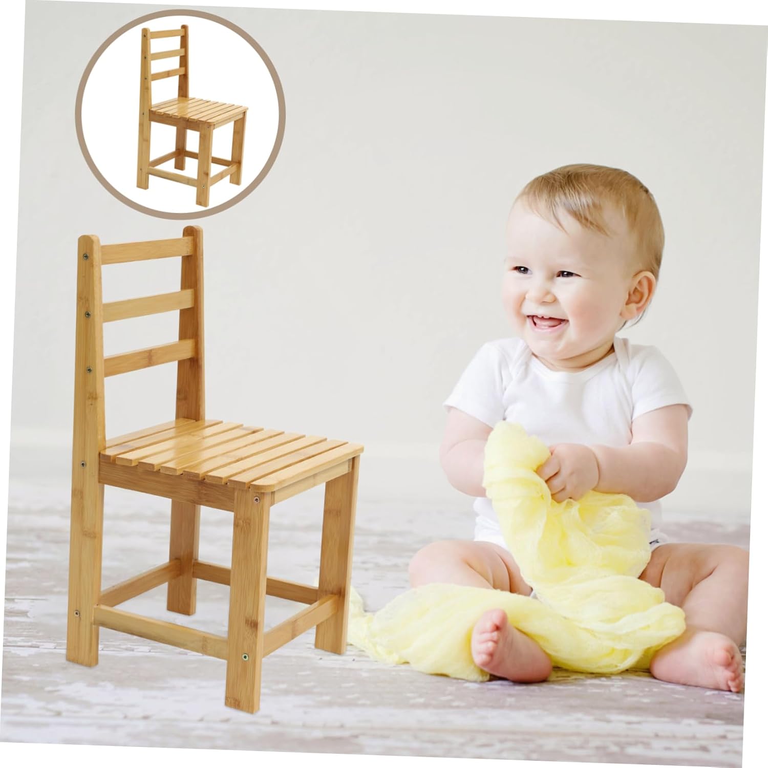 Ciieeo Small Stool for Living Room Boy Girl Bench Bamboo Stool Non-Slip Design